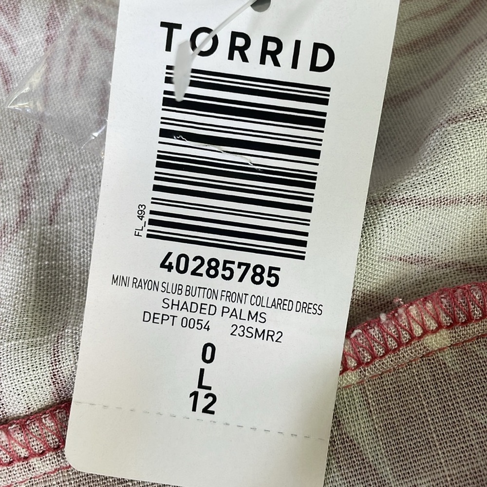 Torrid Shaded Palms Mini Rayon Slub Button Front Collared Dress Rose Size Large - Picture 9 of 13